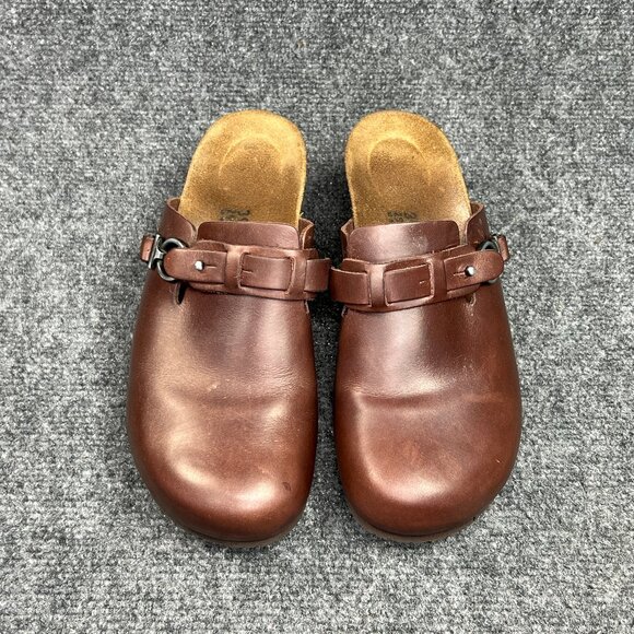 Papillio By Birkenstock Dana Wedge Clogs Women's 8 Brown Leather Slip On Sandals - Picture 3 of 13